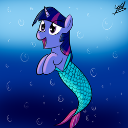 Size: 800x800 | Tagged: safe, artist:chir-miru, twilight sparkle, merpony, g4, seashell, species swap, underwater