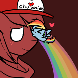 Size: 300x300 | Tagged: safe, artist:pekou, big macintosh, rainbow dash, earth pony, pony, g4, ask, blob, chubbie, grimdark big mac, male, ship:rainbowmac, shipping, stallion, straight, tumblr