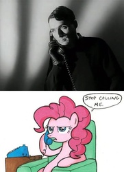 Size: 484x670 | Tagged: safe, pinkie pie, g4, kraftwerk, phone, stop calling me, the telephone call