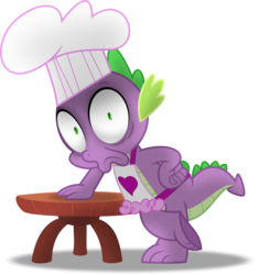 Size: 6327x6741 | Tagged: safe, artist:psyxofthoros, spike, dragon, g4, absurd resolution, apron, clothes, creepy, faic, i've seen some shit, male, naked apron, shading, shocked, simple background, solo, transparent background, vector, why