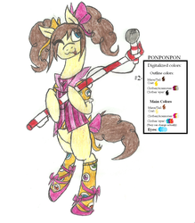 Size: 981x1122 | Tagged: source needed, useless source url, safe, artist:galaxyacero, oc, earth pony, pony, cosplay, costume, female, kyary pamyu pamyu, mare, ponponpon, solo, traditional art