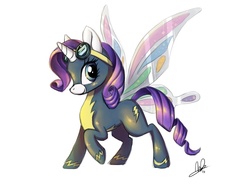 Size: 800x618 | Tagged: safe, artist:lanmana, rarity, g4, butterfly wings, costume, glimmer wings, solo, wonderbolts, wonderbolts uniform