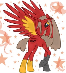 Size: 726x800 | Tagged: safe, artist:kurushimikarasu, alicorn, blaziken, pony, pokémon, ponified, stars