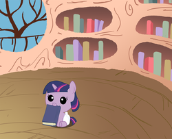 Size: 900x732 | Tagged: safe, artist:convoykaiser, twilight sparkle, pony, g4, baby, baby pony, babylight sparkle, book, diaper, female, filly, foal, golden oaks library, library, solo, that pony sure does love books