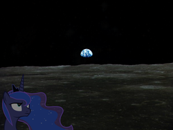 Size: 1600x1200 | Tagged: safe, edit, princess luna, pony, g4, earth, female, moon, planet, ponies in real life, solo, stars