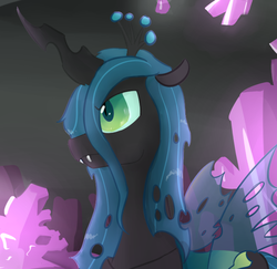 Size: 639x621 | Tagged: dead source, safe, artist:bonzoisawesome, queen chrysalis, changeling, changeling queen, g4, crystal, female, solo