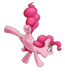 Size: 1052x1171 | Tagged: dead source, safe, artist:gatodelfuturo, pinkie pie, earth pony, pony, g4, cropped, featureless crotch, female, gasp, midair, simple background, solo, transparent background, underhoof