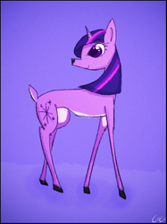 Size: 509x682 | Tagged: safe, artist:coco, twilight sparkle, deer, g4, deerified, purple background, simple background, species swap