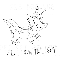 Size: 530x530 | Tagged: safe, artist:kturtle, twilight sparkle, alligator, g4, allicorn, gif, non-animated gif, pun, species swap