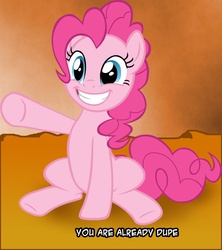 Size: 887x1000 | Tagged: safe, pinkie pie, g4, caption, joke