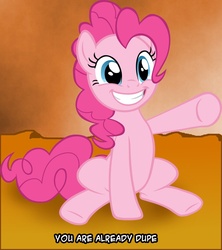 Size: 887x1000 | Tagged: safe, pinkie pie, g4, caption, joke