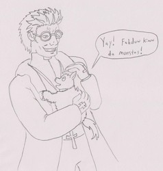 Size: 1500x1575 | Tagged: safe, artist:santanon, fluffy pony, human, father alexander anderson, hellsing