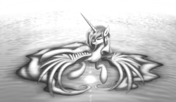 Size: 1750x1017 | Tagged: safe, artist:lightf4lls, princess celestia, pony, g4, female, flower, grayscale, solo