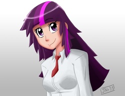 Size: 825x638 | Tagged: safe, artist:kingjnar, twilight sparkle, human, g4, female, humanized, necktie, solo