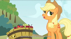 Size: 1595x877 | Tagged: safe, screencap, applejack, earth pony, pony, g4, spike at your service, female, mare, youtube caption, youtube link