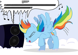 Size: 1132x800 | Tagged: safe, artist:bcrich40, edit, rainbow dash, g4, bodies, dancing, drowning pool, let the bodies hit the floor, meme, parody, speaker, youtube