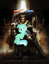 Size: 570x747 | Tagged: safe, lyra heartstrings, human, g4, american flag, assassin's creed, assassin's creed iii, george washington, king, sitting lyra, the tyranny of king washington, throne