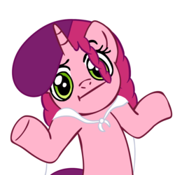 Size: 945x945 | Tagged: safe, artist:megasweet, artist:smile, edit, oc, oc only, oc:marker pony, :i, looking at you, mlpg, shrug, shrugpony