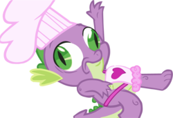 Size: 992x680 | Tagged: safe, artist:xqueen-of-heartsx, spike, dragon, g4, just for sidekicks, apron, chef's hat, clothes, derp, faic, hat, male, naked apron, simple background, solo, transparent background, vector