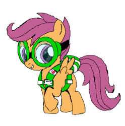 Size: 391x394 | Tagged: safe, artist:the-poko, scootaloo, g4, clothes, goggles, parachute, simple background, skydiving gear, sprite, transparent background, vector