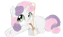 Size: 1024x612 | Tagged: safe, artist:darkponyfantasies, sweetie belle, g4, magic, razor, shaving