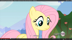 Size: 1366x768 | Tagged: safe, screencap, fluttershy, g4, chicago, hub logo, youtube caption