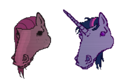 Size: 1201x800 | Tagged: safe, artist:2snacks, pinkie pie, twilight sparkle, g4, don juan, hoers, hotline miami, peter, pinkamena diane pie, pixel art, ponified, simple background, transparent background