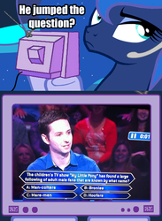 Size: 563x769 | Tagged: safe, princess luna, gamer luna, g4, exploitable meme, hoofers, meme, tv meme, who wants to be a millionaire