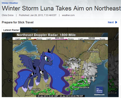 Size: 673x545 | Tagged: safe, princess luna, pony, g4, female, glare, solo, the weather channel, weather, winter storm luna