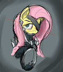 Size: 770x880 | Tagged: safe, artist:reiduran, fluttershy, cyborg, g4, crossover, female, metal gear, metal gear rising, raiden, solo