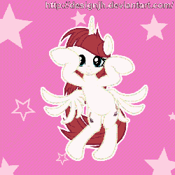 Size: 600x600 | Tagged: dead source, safe, artist:php94, edit, oc, oc only, oc:fausticorn, alicorn, pony, animated, bipedal, caramelldansen, cute, faustabetes, flapping, lauren faust, smiling, solo, stars