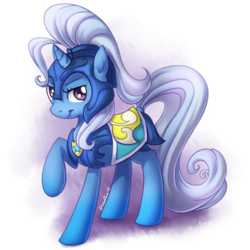 Size: 500x500 | Tagged: safe, artist:shinepawpony, trixie, pony, unicorn, g4, armor, crystal guard armor, female, guard, simple background, smiling, solo, transparent background