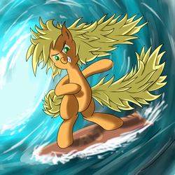 Size: 1300x1300 | Tagged: safe, artist:ziemniax, applejack, g4, solo, surfing