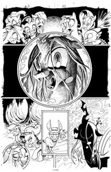 Size: 719x1111 | Tagged: safe, artist:andy price, idw, official comic, applejack, cranky doodle ryan, fluttershy, pinkie pie, queen chrysalis, rainbow dash, rarity, spike, twilight sparkle, changeling, dragon, earth pony, mule, pegasus, pony, unicorn, g4, the return of queen chrysalis, spoiler:comic, angry, fangs, mane six, shocked