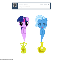 Size: 1050x1000 | Tagged: safe, artist:navitaserussirus, trixie, twilight sparkle, asktwixiegenies, g4, ask, filly