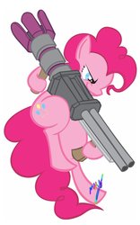 Size: 706x1131 | Tagged: safe, pinkie pie, earth pony, pony, g4, female, rocket launcher, solo