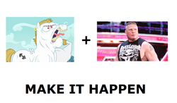 Size: 1024x600 | Tagged: safe, bulk biceps, g4, all caps, badass, brock lesnar, exploitable meme, make it happen, meme, wrestling, wwe