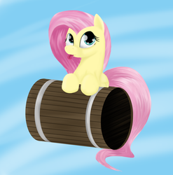 Size: 961x973 | Tagged: safe, artist:ciscoql, fluttershy, g4, barrel, tongue out