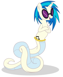 Size: 1024x1252 | Tagged: safe, artist:elsdrake, dj pon-3, vinyl scratch, lamia, original species, g4, female, simple background, solo, species swap, transparent background, vector