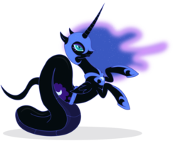 Size: 1024x811 | Tagged: safe, artist:elsdrake, nightmare moon, lamia, original species, g4, female, simple background, solo, species swap, transparent background, vector