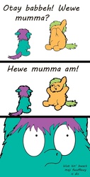 Size: 550x1080 | Tagged: safe, artist:inkiepie, fluffy pony, fluffy pony mother, hugbox, peekaboo