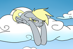 Size: 1088x728 | Tagged: safe, artist:reiduran, derpy hooves, pegasus, pony, g4, cloud, cloudy, crying, female, mare, sad, solo