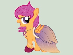 Size: 2592x1944 | Tagged: safe, artist:miesmauz, scootaloo, pegasus, pony, g4, clothes, dress, female, filly, gala dress, solo