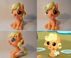 Size: 856x700 | Tagged: safe, artist:earthenpony, applejack, earth pony, pony, g4, baby, baby pony, babyjack, customized toy, foal, sculpture