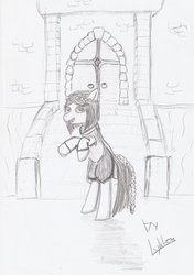 Size: 719x1024 | Tagged: safe, artist:lykhon, vampire, castle, dawnguard, drawing, ponified, serana, skyrim, the elder scrolls