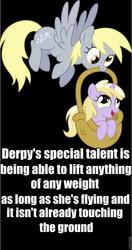 Size: 505x960 | Tagged: safe, artist:agamnentzar, artist:tryhardbrony, derpy hooves, dinky hooves, g4, cutie mark, headcanon, special talent, text, vector