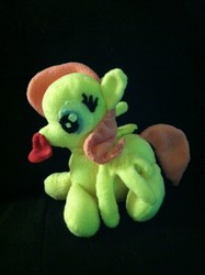 Size: 968x1296 | Tagged: safe, artist:getchanoodlewet, fluttershy, pony, g4, heart, irl, mouth hold, photo, plushie, solo