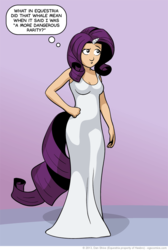 Size: 600x891 | Tagged: safe, artist:danshive, rarity, human, g4, cleavage, clothes, cosplay, dress, el goonish shive, female, horn, horned humanization, humanized, tailed humanization, tedd verres