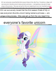Size: 566x726 | Tagged: safe, rarity, g4, magical mystery cure, alicorn drama, meta, text, wahaha, wings