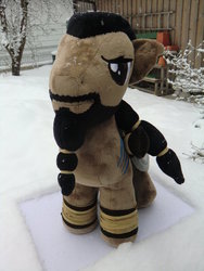 Size: 774x1032 | Tagged: safe, artist:caleighs-world, earth pony, pony, customized toy, game of thrones, irl, khal drogo, outdoors, photo, plushie, ponified, snow, solo, toy